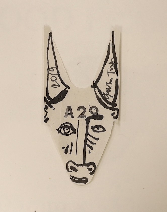 Gavin Turk (b.1967), Picasso Bull, signed and dated 'ticket' from the 2019 Christmas Art Car Boot Fair, 8 x 4cm